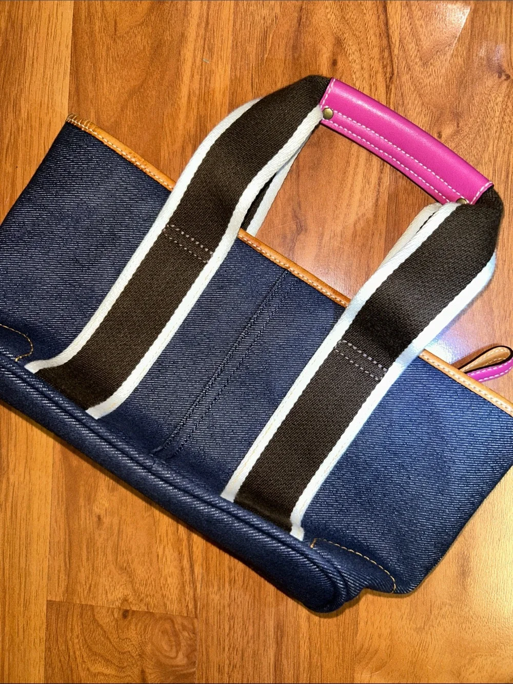 Coach Mini Hampton Denim Tote with Pink Accents